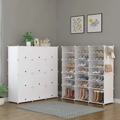Obrázek produktu pro Regál na boty, 7patrový botník, úložný prostor na 42 párů bot, plastové botníky, organizér na boty do předsíně, ložnice, vchodu, bílý