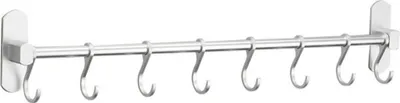 Produktbild von Welikera Wandhaken, Hakenleiste mit 8 Haken, Aluminium Handtuchhaken Ohne Bohren - Selbstklebend - 58 cm