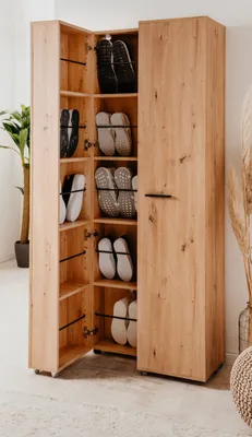 Produktbild von Schuhschrank "Logu" Artisan Eiche 74 x 182 cm ausklappbar, bis zu 30 Paar Schuhe