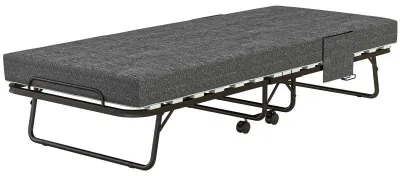 Image de Lit convertible, lit pliant, lit d'appoint, canapé-lit avec compartiment latéral, matelas, gris foncé