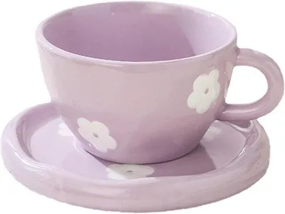Produktbild von Keramisches Kaffeeservice mit Blumenmuster, 250 ml, Geschenk für Frauen und Mädchen