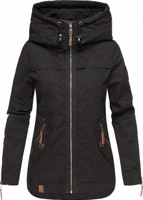 Produktbild von Navahoo Damen Jacke Frühling Herbst Übergangsjacke Print Parka Mantel Kapuze Wekoo Schwarz mit Print Gr: 36 - S