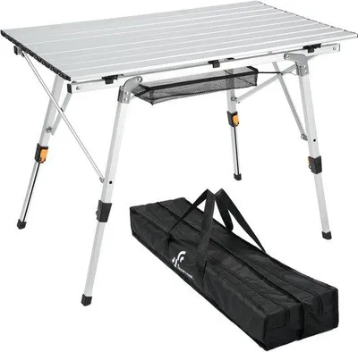 Productafbeelding van Famanu campingtafel, draagbaar en inklapbaar, met verstelbare hoogte en een aluminium opklapbare tafelblad