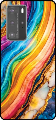 Produktbild von Smartphonica Telefon Fall geeignet für Huawei P40 Pro mit Regenbogen Gold Marmor Print - TPU Backcover Fall Regenbogen Gold Marmor Design