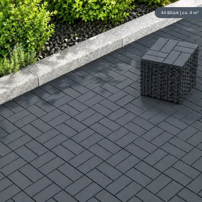 Produktbild von Terrassenfliesen 44 Stück 30×30 cm, ca. 4 m² Klickfliesen für Balkon, Terrasse & Garten, rutschfest, wetterfest