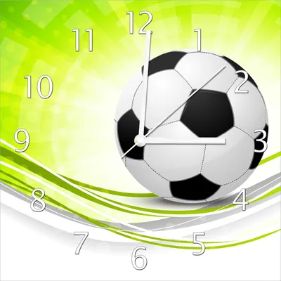 Produktbild von Wallario Design Wanduhr Fußball - grün weiße Wellen Muster aus Echtglas, Größe 30 x 30 cm