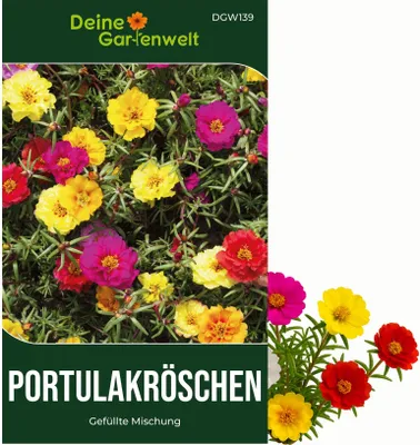Produktbild von Portulakröschen Gefüllte Mischung Samen - Portulaca grandiflora - Blumensamen - Saatgut für 150 Pflanzen