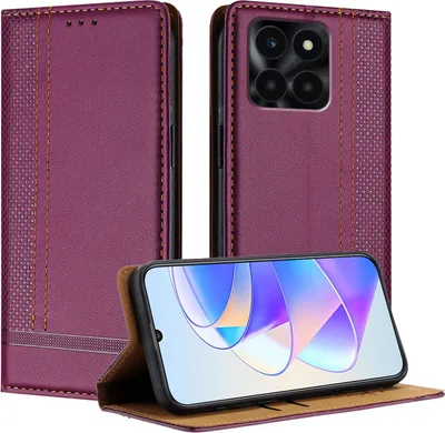 Produktbild von Handyhülle für Honor X6A Leder Flip Klappbare Schutzhülle mit Standfunktion Lila