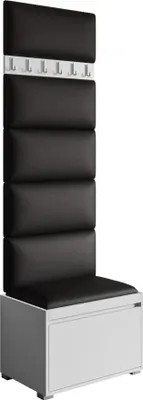 Produktbild von MIRJAN24 Garderoben-Set Grawis 60, Schuhschrank und Kleiderhakenbrett, 6 Stück gepolsterte Wandpaneele 60x30 (Weiß + Soft 011)