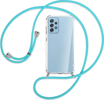 Produktbild von Handykette Backcover-Schutzhülle mit Band (Metall silberfarben) für Samsung Galaxy A52 4G / 5G, A52s 5G - türkis
