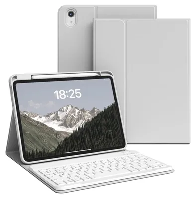 Image de Coque avec clavier pour iPad A16, modèles 11 et 10, générations 2025 et 2022, couleur gris clair