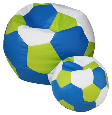 Obrázok produktu pre Sedací vak lopta 100x100 cm + podnožník bielo zeleno modrá