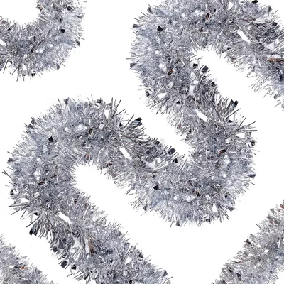 Klatergoud-Slinger, 8 m x 9 cm, Silber, für Weihnachtsbaum & Deko