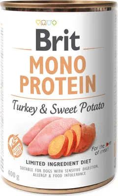 Produktbild von Brit Mono Protein Krůtí & Sweet Potato plechovka 400g
