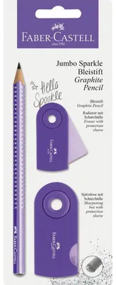 Zdjęcie produktu dla Faber-Castell 111675 Zestaw piśmienny FABER-CASTELL Jumbo GRIP SPARKLE Pearl, fioletowy