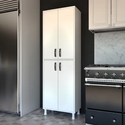 Produktbild von Skye Decor, Vielseitiger Mehrzweckschrank, Weiß, 62,6 x 191 x 35,8 cm | 100% melaminbeschichtete Spanplatte, 18 mm dick | Wandmontierbar, zahlreiche Regale, elegantes Design.