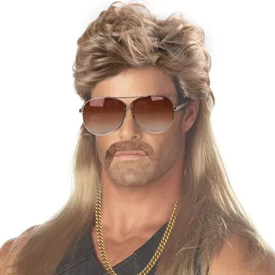 Produktbild von Mullet Perücke für Männer, Braun, Vokuhila, für Themenparty, Retro 70er/80er
