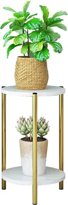 Productafbeelding van Twee-laags plantenstandaard van hout voor bloemen, displayrek, houten rek, decoratie voor huis en tuin - zwart