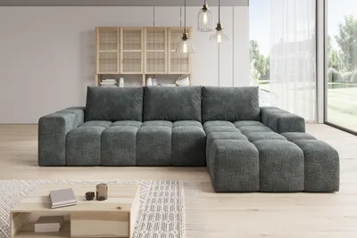 Produktbild von Moebelfest Sienna Ecksofa L-Form Couch Rechtsseitig Dunkelgrau Webstoff