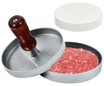 Burgerpresse Aluminium, Ø 11,8 cm, mit 100 Wachspapieren