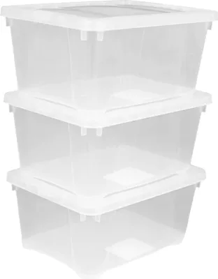 Produktbild von Kunststoff Aufbewahrungsbox transparent 8 Liter - 3er Set - Klarsicht Universal Box 37 x 26 cm