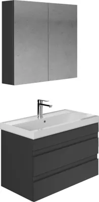 Produktbild von Badmöbel Set Lara | Spiegelschrank Waschbecken Unterschrank 80cm Badezimmermöbel
