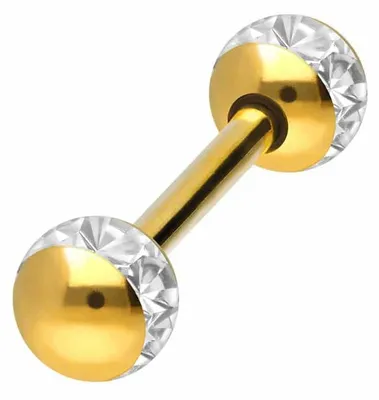 Produktbild von Zungenpiercing, Intim-Piercing Chirurgenstahl Barbell EPOXY-RING-KUGELN Gold Stablänge: 10mm