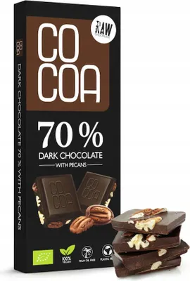 Produktbild von Zartbitterschokolade 70% mit -Pekannüssen 40 g - Kakao