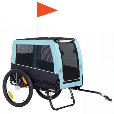 Obrázek produktu pro Přívěs na kolo pro psy, skládací, nosnost do 20 kg | Barva: Světlomodrá | Rozměry: 70 x 143 x 90 cm