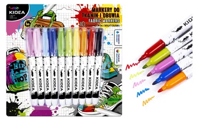 Zdjęcie produktu dla Markery do obuwia i tkanin 10 kolorów Kidea MOT10KA