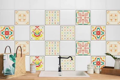 Produktbild von 24 Stück Laminierter Selbstklebende Für Bad Küche Wandaufkleber Bodenfliesen Helle Fliesen 20 x 20 cm