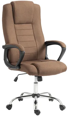 Produktbild von Ergonomischer, verstellbarer und drehbarer Bš¹rostuhl mit Kopfstš¹tze in Leinenoptik, braun