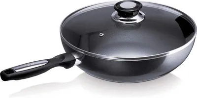 Produktbild von Famanu Wok Aluminium mit Glasdeckel 28 cm - Kratzfest und Langlebig