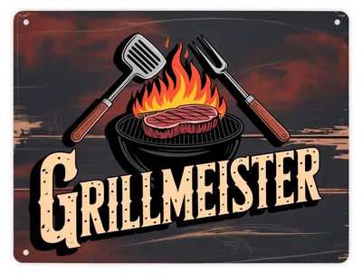 Produktbild von Grillmeister Metallschild XL in 21x28 cm für BBQ-Enthusiasten