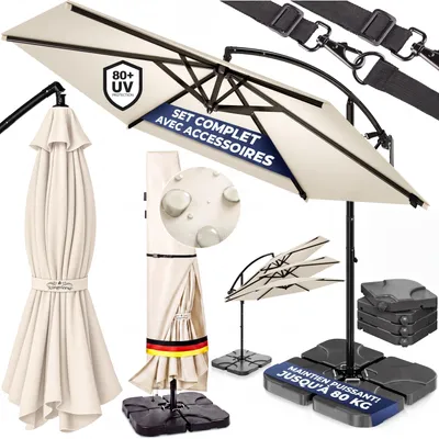 Image de CASARIA® Set complet Parasol de jardin extérieur 350cm Crème