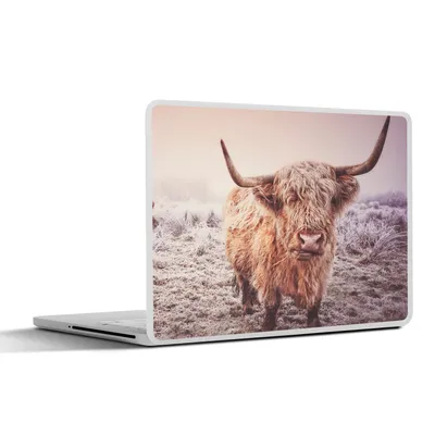 Produktbild von MuchoWow® Laptop Aufkleber Sticker Cover Schottische Hochlandbewohner - Licht - Himmel - Natur 32.5x23.5 cm - Sticker für Laptop - Selbstklebend