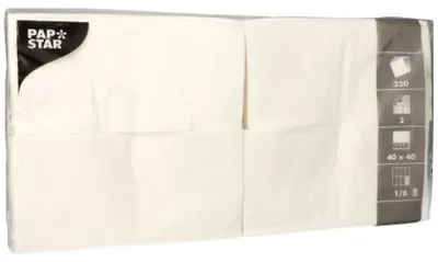 Produktbild von Servietten, 2-lagig 1/8-Falz 40 cm x 40 cm weiss