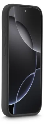 A black phone case is shown from the side against a white background.