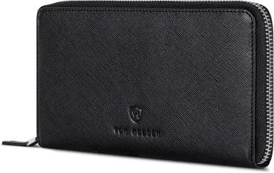 Produktbild von Leder Geldbörse Damen Herren RFID Schutz, echtes Nappaleder Wallet mit 16 Kartenfächern, Münzfach, stilvoll, langlebig, Geschenkbox