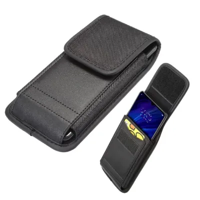 Produktbild von DFV mobile - Gürtelschutzhülle für LG W30 (2019) Etui mit Kartenhalter Design von Leder & Nylon Vertikal, E0-69-V-OXFtar-49