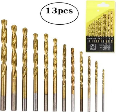 Immagine prodotto di INF Set di punte elicoidali HSS da 13 pezzi - Rivestimento in titanio per legno, metallo e plastica