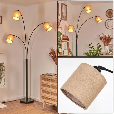 Produktbild von Tubione Stehlampe mit Marmorfuß aus Metall/Leinen in Schwarz/Naturfarben