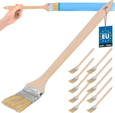 Zdjęcie produktu dla KOTARBAU® Pędzel Do Trudno Dostępnych Miejsc Kaloryferów Grzejników Mały Wąski 50 MM Zestaw 10 SZT