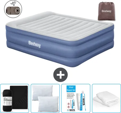 Produktbild von Bestway Luftmatratze - 2-Personen - 152 x 203 x 61 cm - Grau/Blau - Inklusive Zubehör