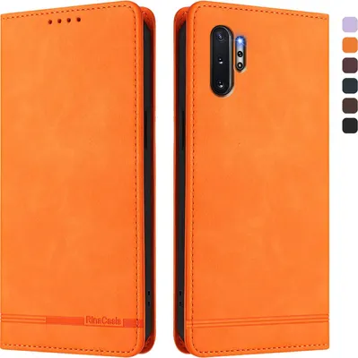 Image de Etui pour Samsung Galaxy Note 10+/Note 10 Plus 5G, étui rétro en cuirPolyuréthaneavec support et fentes pour cartes de crédit Orange