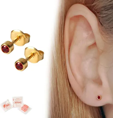 Produktbild von Medizinische Ohrstecker / Gesundheitsstecker / Erstohrstecker Zirkonia gold von Studex dunkelrot