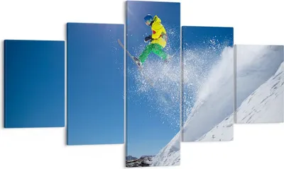 Produktbild von Bild auf Leinwand - Leinwandbild - Ski Winter Schnee Berg - 125x70cm - Wand Bild - Wanddeko - Leinwanddruck - Bilder - Kunstdruck - Wanddekoration - Leinwand bilder - Wandkunst - EA125x70-2856