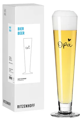 Immagine prodotto di Bicchiere da birra Ritzenhoff "Liebe", modello #5, con scritte, capacità 385 ml, vetro di cristallo, prodotto in Germania