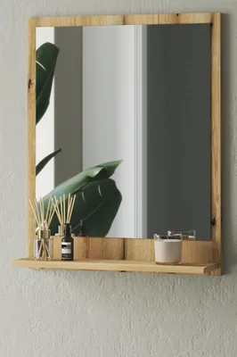 Produktbild von Badezimmer Spiegel "Torsby" in Evoke Eiche Badspiegel mit Ablage 60 x 75 cm