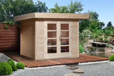 Produktbild von Gartenhaus weka Designhaus 126+ Gr. 2 hohes Durchgangsmaß 195 cm, mit Fußboden 356 x 314 cm natur